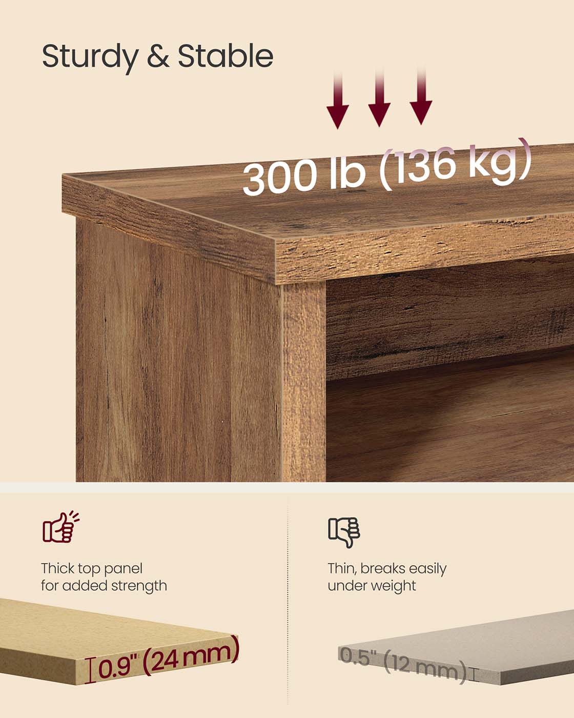 Shoe Storage Bench – Engineered Wood – Honey Brown – Adjustable Shelves, 6 Compartments