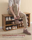 Shoe Storage Bench – Engineered Wood – Honey Brown – Adjustable Shelves, 6 Compartments