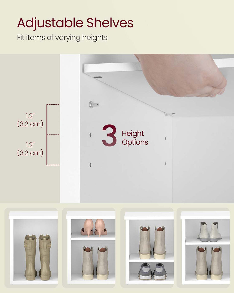 Shoe Storage Bench – Engineered Wood – Honey Brown – Adjustable Shelves, 6 Compartments