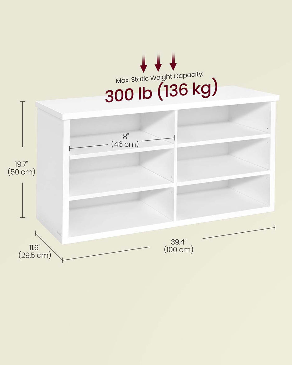 Shoe Storage Bench – Engineered Wood – Honey Brown – Adjustable Shelves, 6 Compartments