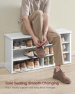 Shoe Storage Bench – Engineered Wood – Honey Brown – Adjustable Shelves, 6 Compartments