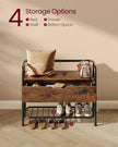 Shoe Storage Bench – Steel Frame – Rustic Brown and Ink Black – Industrial Style with Storage Drawer