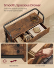 Shoe Storage Bench – Steel Frame – Rustic Brown and Ink Black – Industrial Style with Storage Drawer