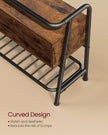 Shoe Storage Bench – Steel Frame – Rustic Brown and Ink Black – Industrial Style with Storage Drawer