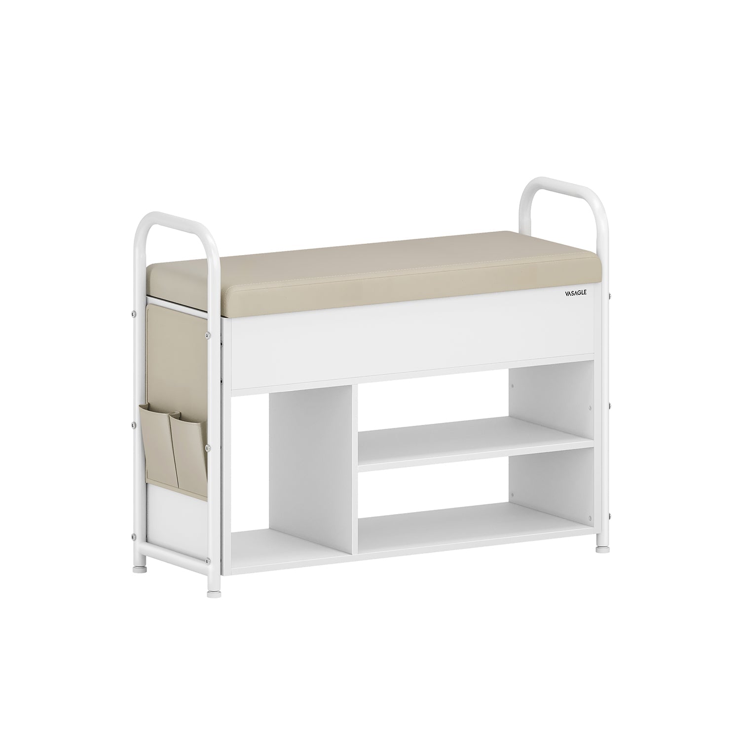 Shoe Bench – Wood and PU – Rustic Brown and Ink Black – Inner Storage with Convenient Handles