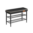 Shoe Bench – Synthetic Leather – Ink Black – Mid-Century Modern Design with Storage
