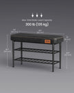 Shoe Bench – Synthetic Leather – Ink Black – Mid-Century Modern Design with Storage