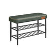 Shoe Bench – Synthetic Leather – Ink Black – Mid-Century Modern Design with Storage