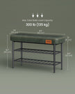 Shoe Bench – Synthetic Leather – Brown – Mid-Century Modern with Storage and Shoe Rack Features