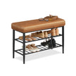 Shoe Rack Bench – Synthetic Leather – Brown – Mid-Century Modern Design, 135 kg Load Capacity