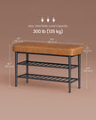 Shoe Bench – Synthetic Leather – Caramel Brown – Mid-Century Modern Design with Storage Capacity