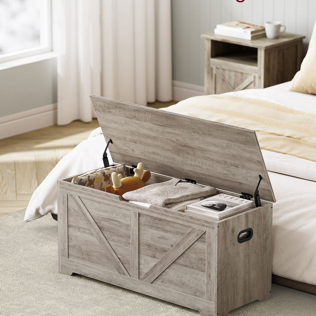 Storage Chest – MDF – Heather Greige – Safety Hinges, Multi-functional for Hallway, Bedroom, Living Room