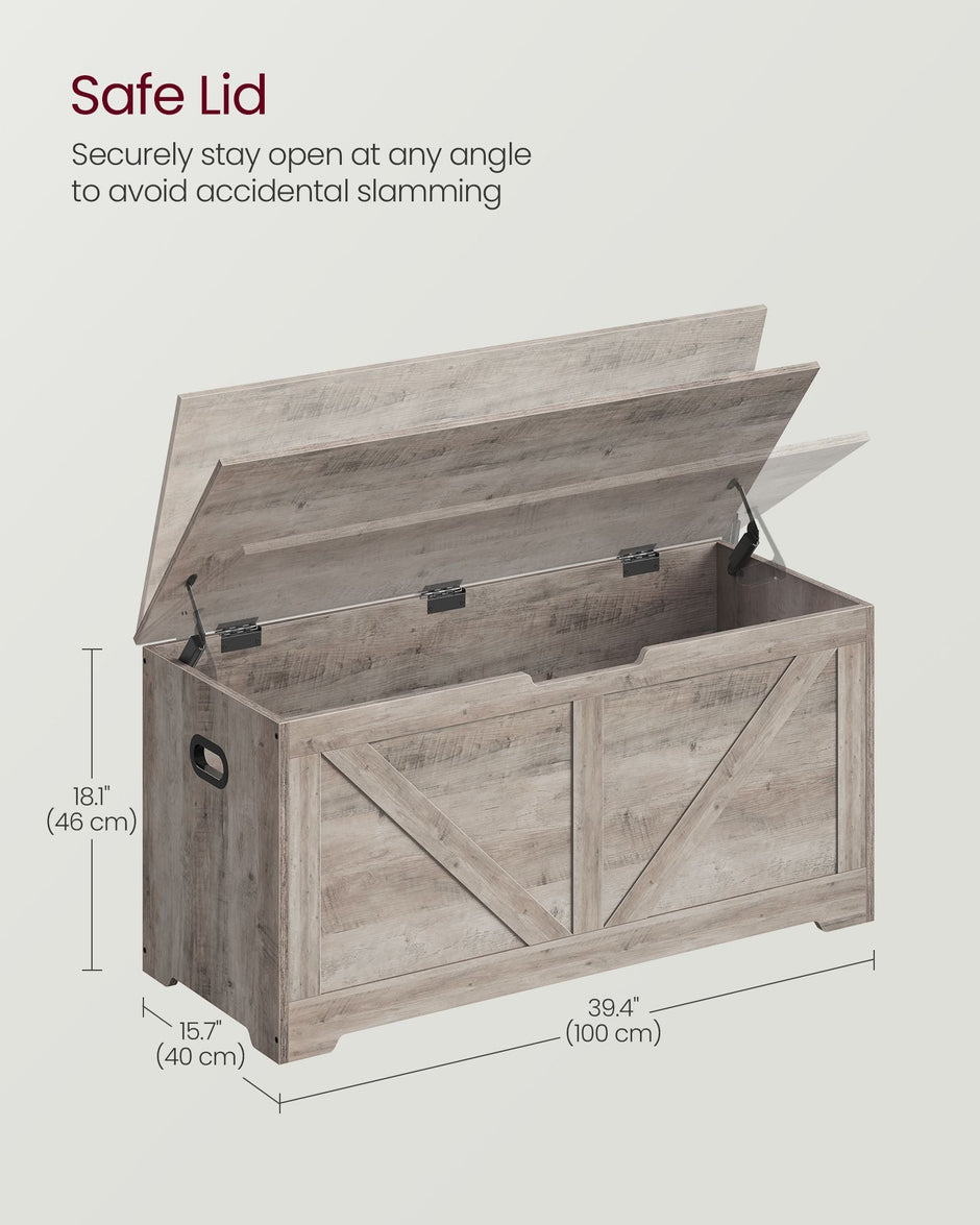 Storage Chest – MDF – Heather Greige – Safety Hinges, Multi-functional for Hallway, Bedroom, Living Room
