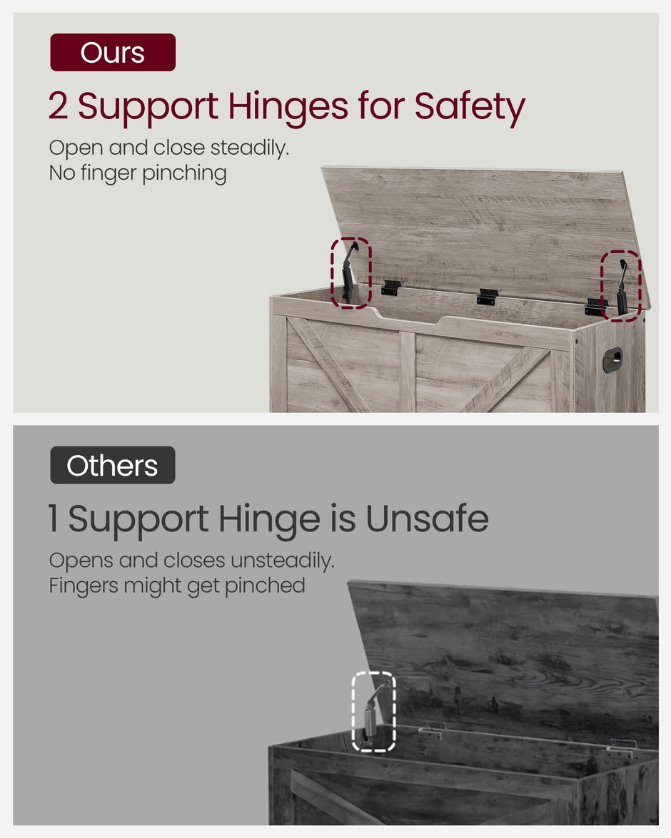 Storage Chest – MDF – Heather Greige – Safety Hinges, Multi-functional for Hallway, Bedroom, Living Room