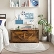 Storage Chest – Wood – Rustic Brown – Safety Hinges, Multifunctional Bench