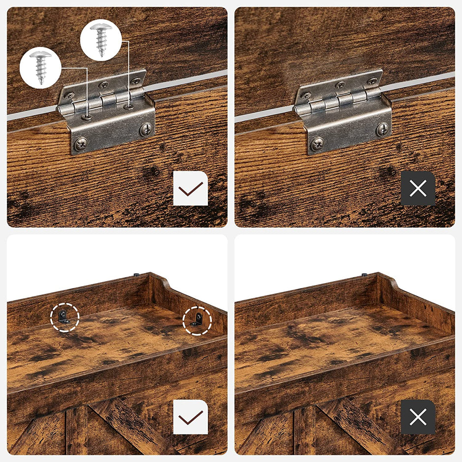 Storage Chest – Wood – Rustic Brown – Safety Hinges, Multifunctional Bench