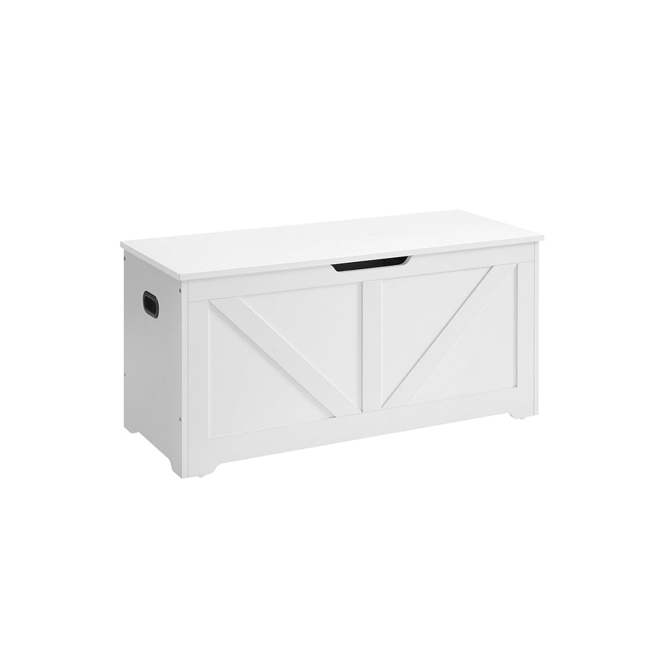 Storage Bench – Engineered Wood – Rustic Brown – Toy Chest with Safety Hinges