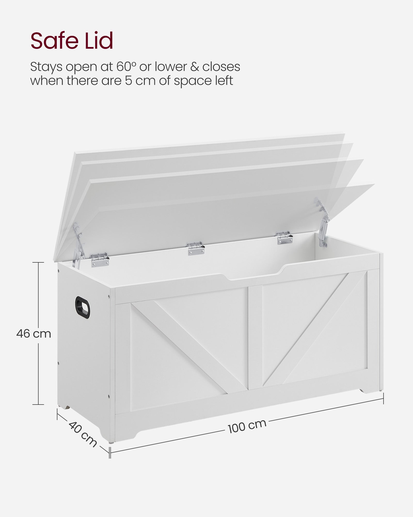 Storage Bench – Engineered Wood – Rustic Brown – Toy Chest with Safety Hinges