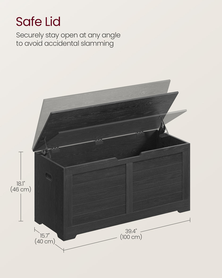 Storage Chest – Engineered Wood – Ebony Black – Safety Hinges