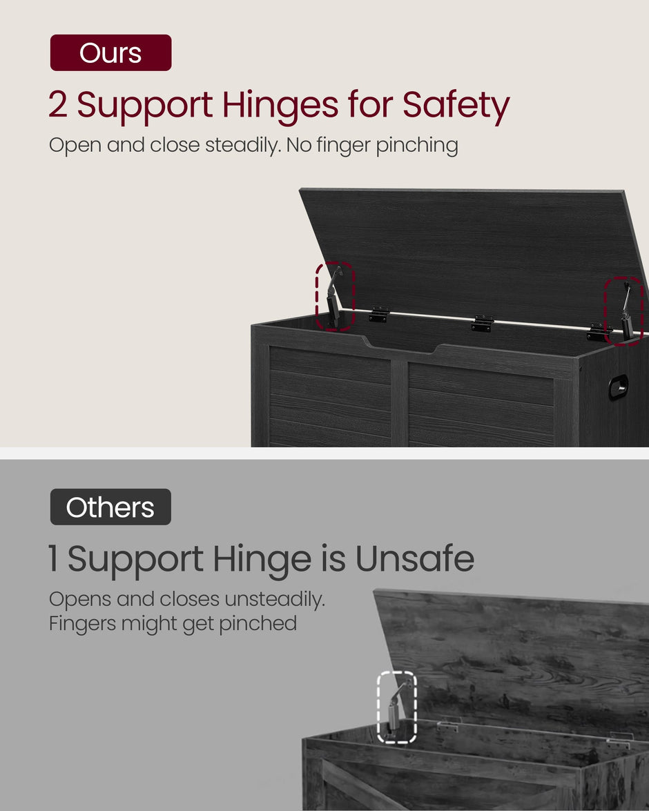 Storage Chest – Engineered Wood – Ebony Black – Safety Hinges