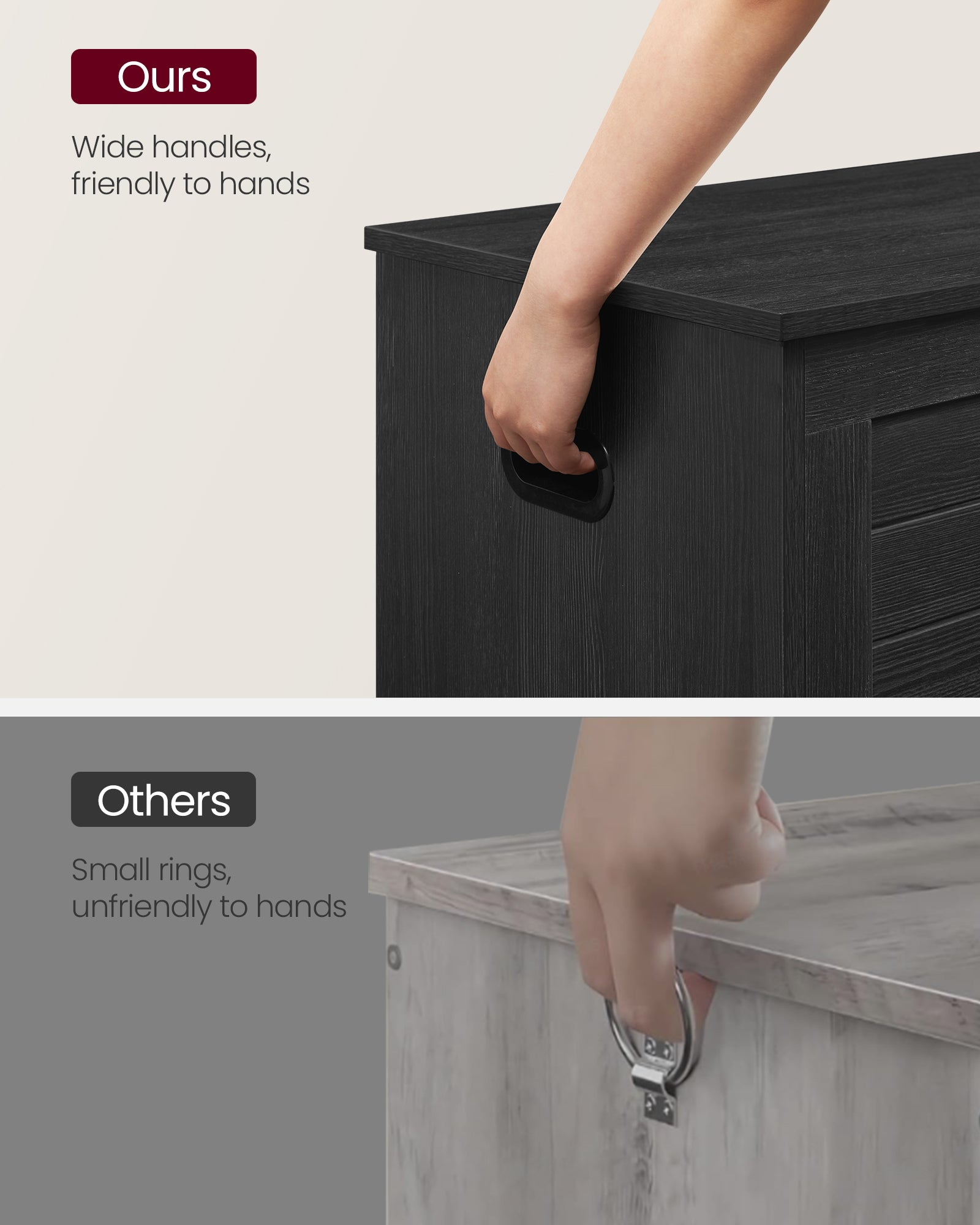 Storage Chest – Engineered Wood – Ebony Black – Safety Hinges