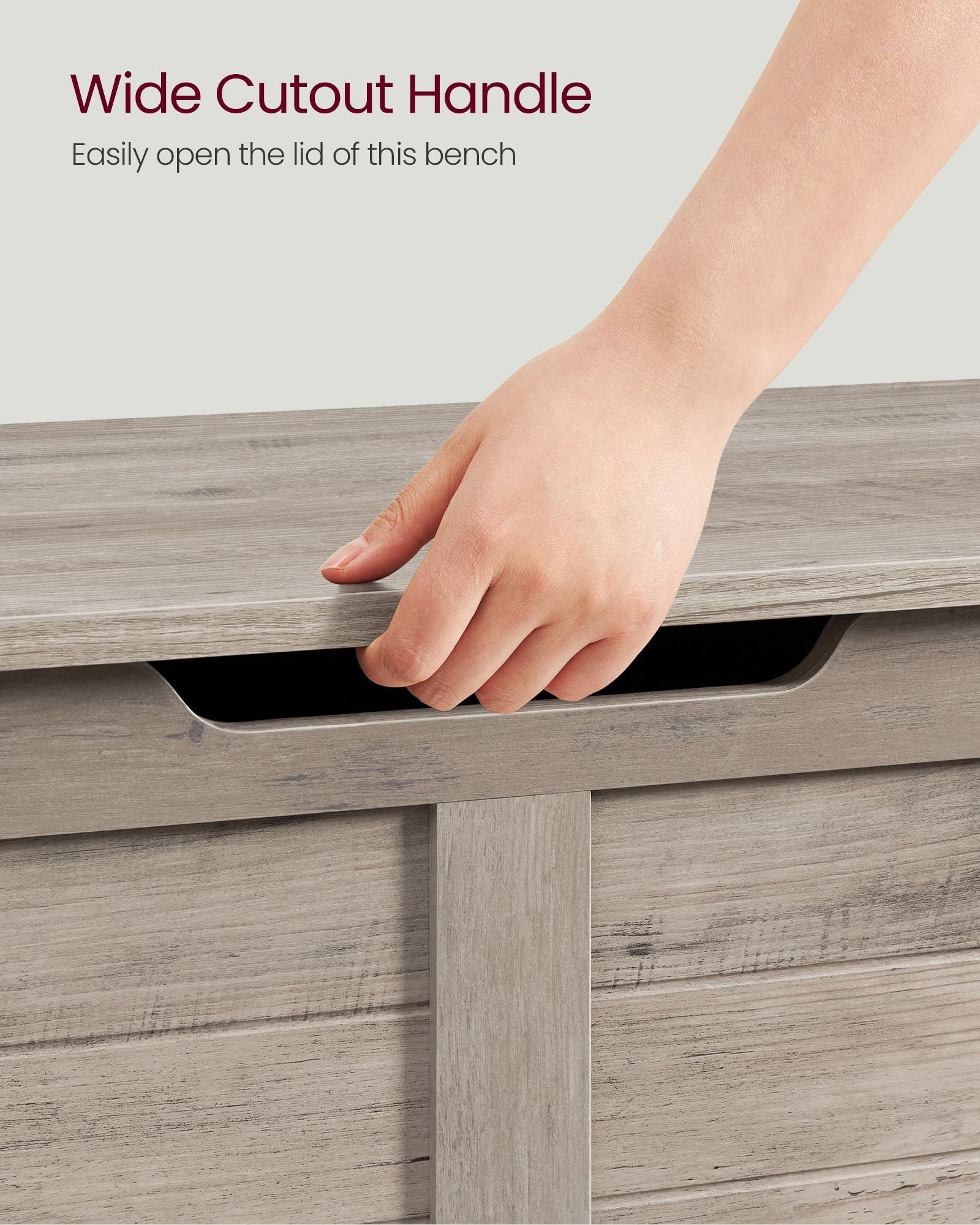 Storage Chest – Wood – Heather Greige – Safety Hinges, Rustic Style