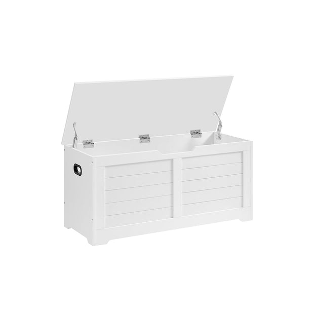 Storage Bench – Engineered Wood – Matte White – Safety Hinges, Rustic Style