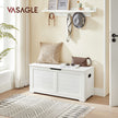 Storage Bench – Engineered Wood – Matte White – Safety Hinges, Rustic Style