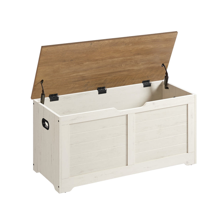 Storage Chest – Wood – Rustic Brown – Safety Hinges, Shoe Storage Bench