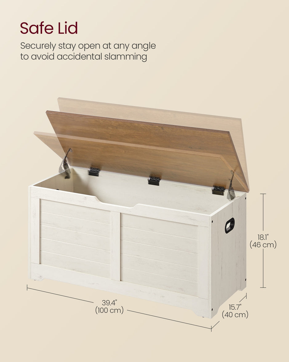Storage Chest – Wood – Rustic Brown – Safety Hinges, Shoe Storage Bench