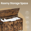 Storage Chest – Wood – Rustic Brown – Farmhouse Style with Safety Hinges and Bench Functionality