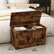 Storage Chest – Wood – Rustic Brown – Farmhouse Style with Safety Hinges and Bench Functionality