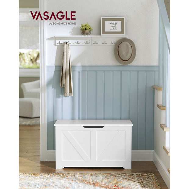 Storage Bench – Matte White – 40 x 80 x 46 cm – Multi-functional Toy Chest and Shoe Organizer with Safety Hinges