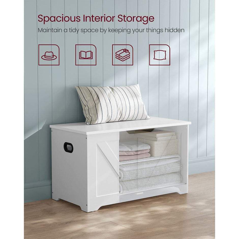 Storage Bench – Matte White – 40 x 80 x 46 cm – Multi-functional Toy Chest and Shoe Organizer with Safety Hinges