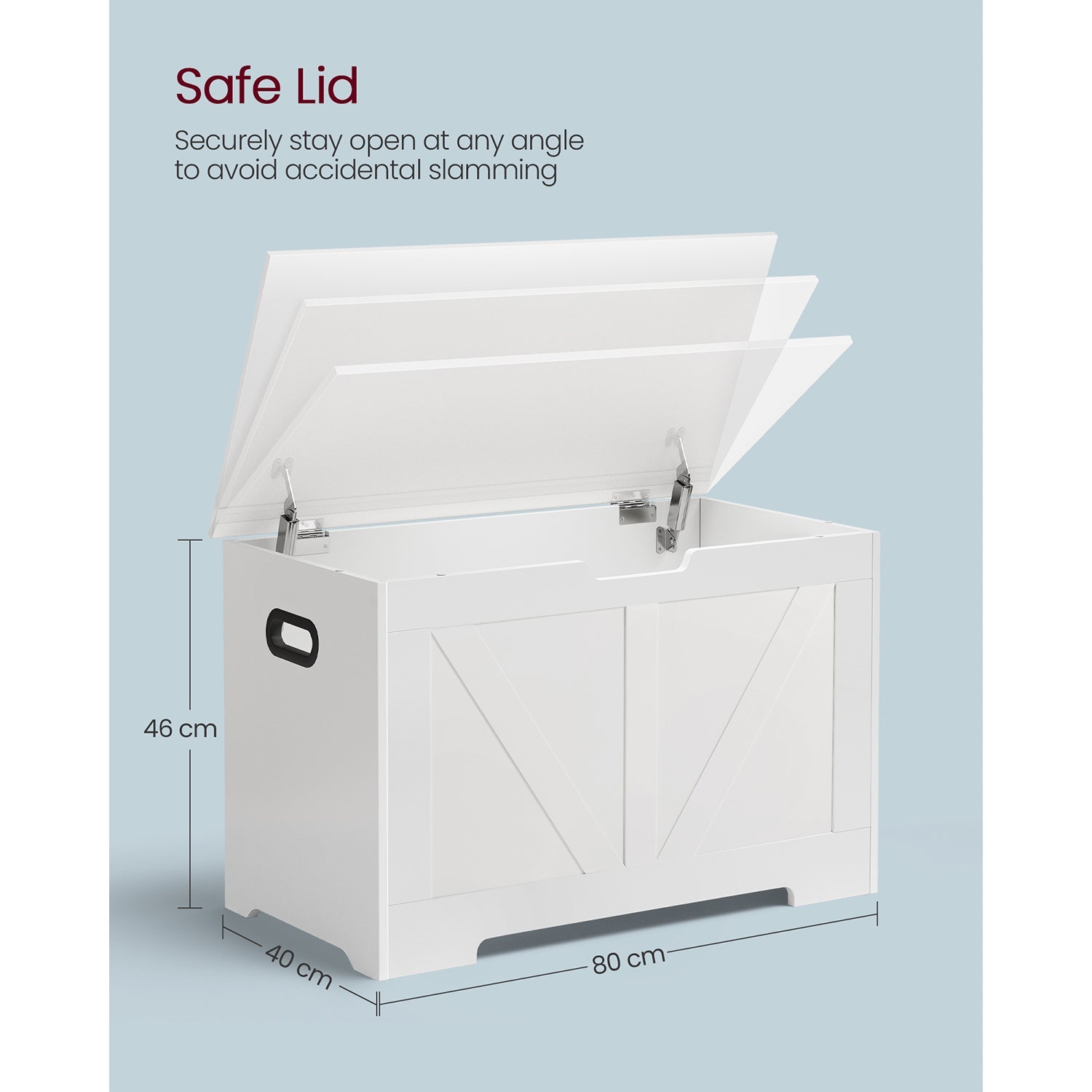Storage Bench – Matte White – 40 x 80 x 46 cm – Multi-functional Toy Chest and Shoe Organizer with Safety Hinges