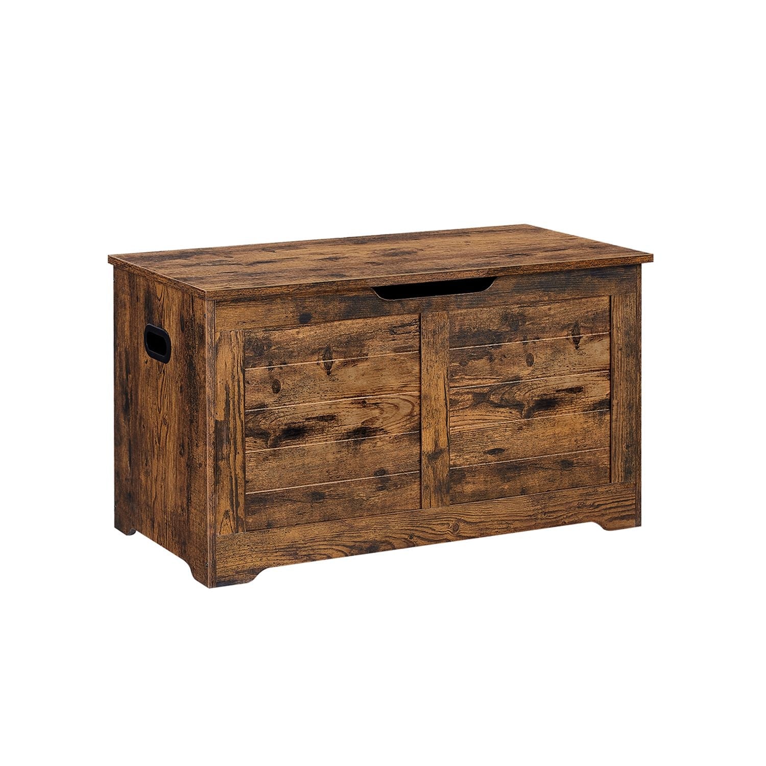 Storage Chest – Wood – Rustic Brown – Safety Hinges, Shoe Storage Bench