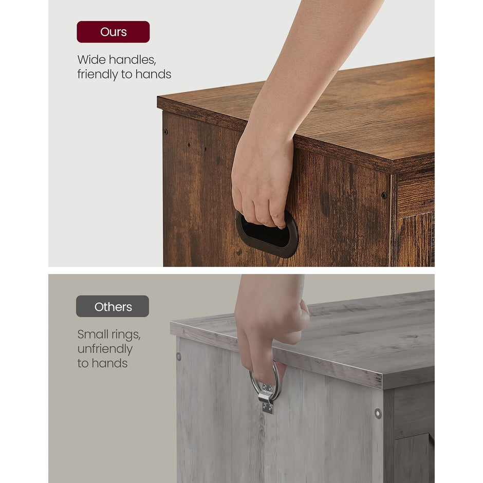 Storage Chest – Wood – Rustic Brown – Safety Hinges, Shoe Storage Bench