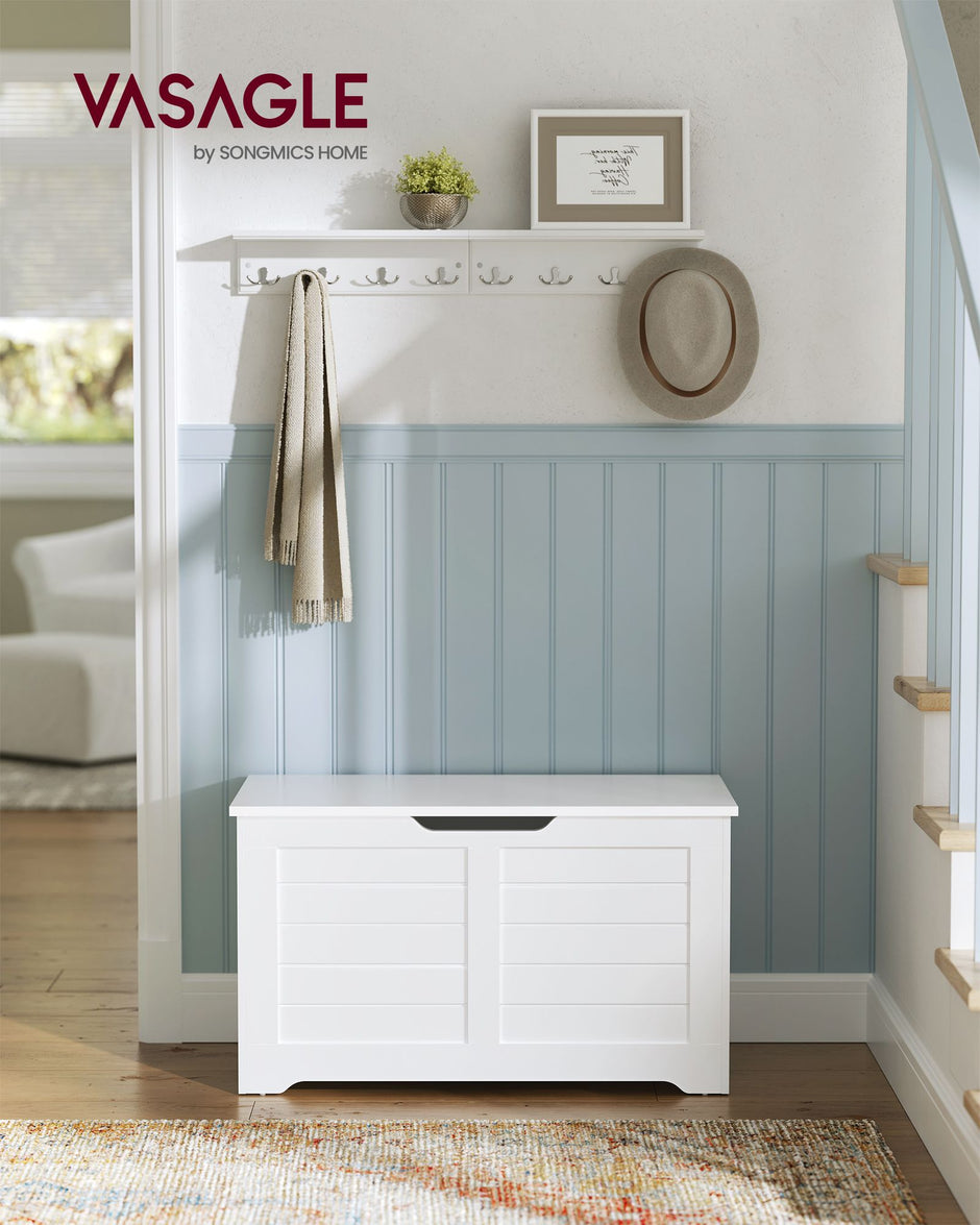 Storage Chest – Wood – Rustic Brown – 2 Safety Hinges, Multi-Purpose Design for Hallway, Bedroom, and Living Room