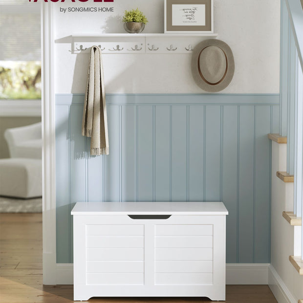 Storage Chest – Wood – Rustic Brown – 2 Safety Hinges, Multi-Purpose Design for Hallway, Bedroom, and Living Room