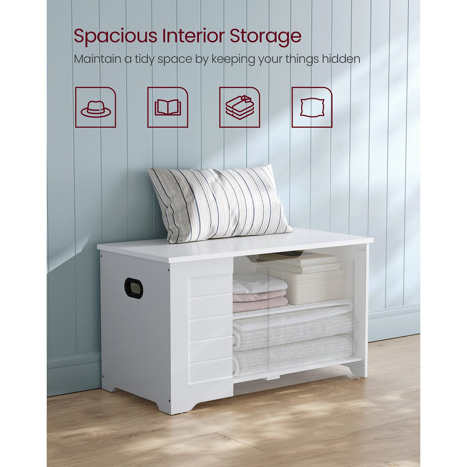 Storage Chest – Wood – Rustic Brown – 2 Safety Hinges, Multi-Purpose Design for Hallway, Bedroom, and Living Room