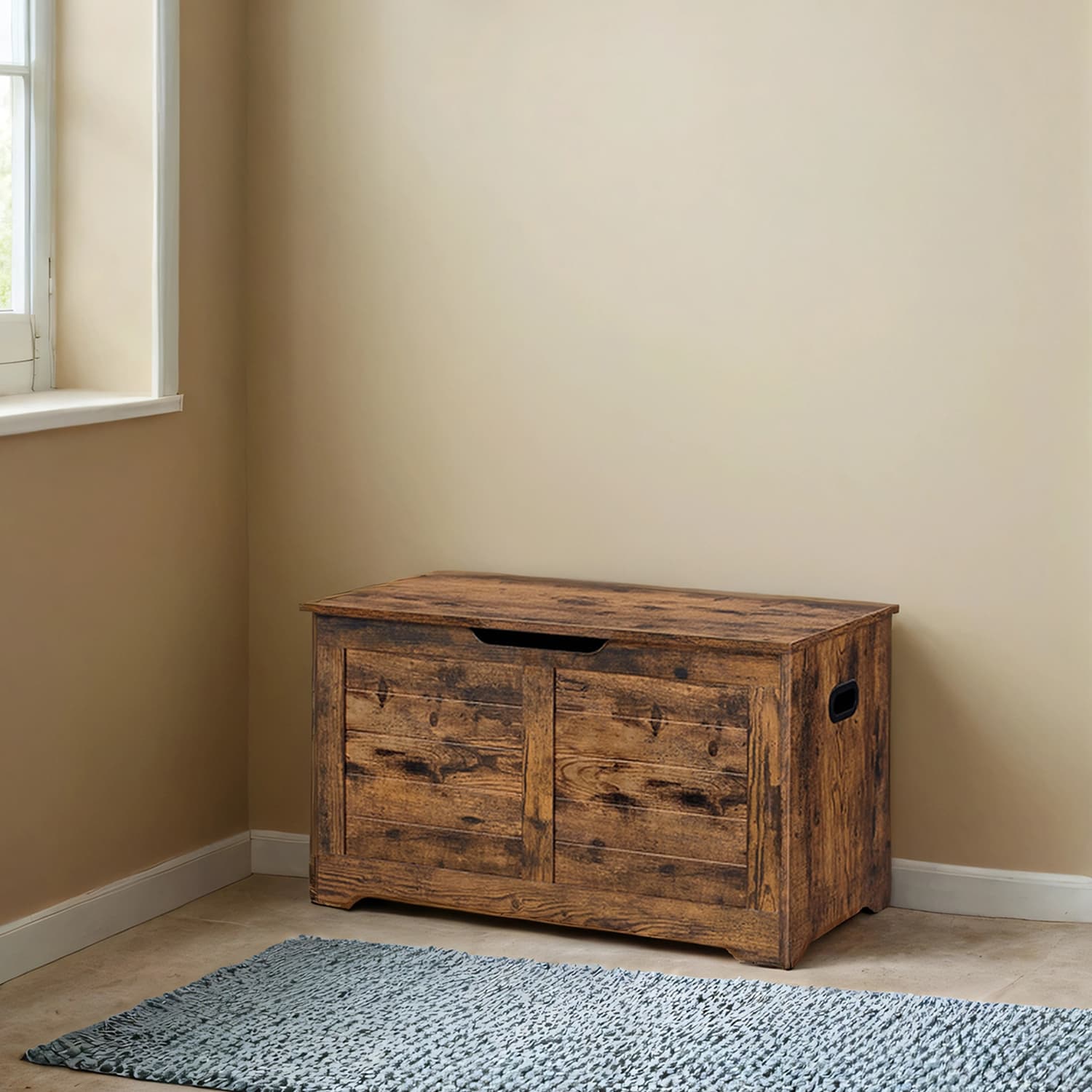Storage Chest – Wood – Cloud White – Safety Hinges, Multi-Functional Bench