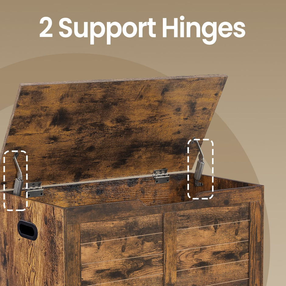 Storage Chest – Wood – Cloud White – Safety Hinges, Multi-Functional Bench