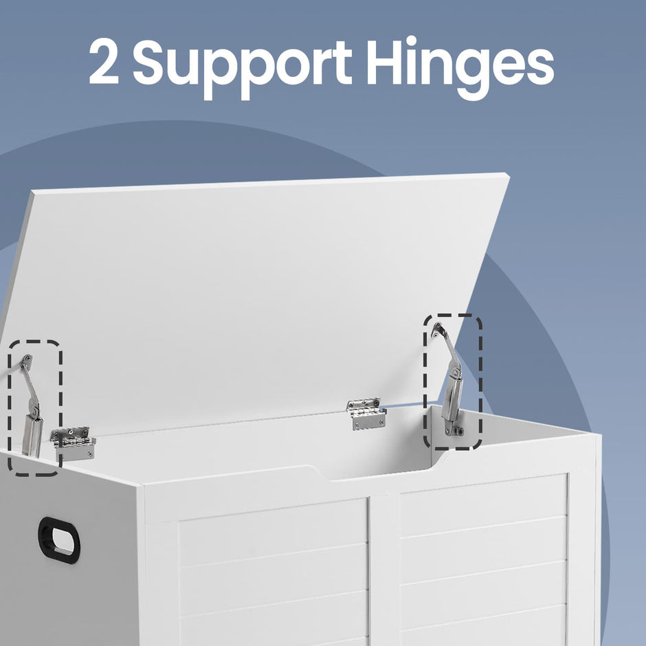 Storage Chest – Wood – Cloud White – With Safety Hinges and Storage Bench Functionality
