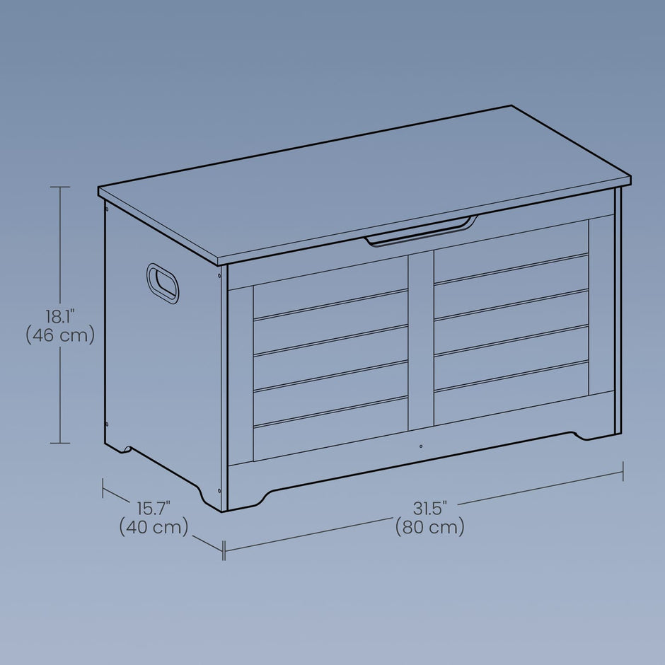 Storage Chest – Wood – Cloud White – With Safety Hinges and Storage Bench Functionality