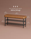 Shoe Bench – Synthetic Leather – Brown – Mid-Century Modern Design with Storage 30 x 100 x 50 cm