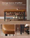 Shoe Bench – Synthetic Leather – Brown – Mid-Century Modern Design with Storage 30 x 100 x 50 cm