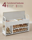 Shoe Rack – Wood – Rustic Brown and Ink Black – Storage Bench with Inner Compartment and PU Pockets