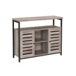 Standing Cabinet – Wood – Greige and Black – Multi-functional Storage with Louvred Doors