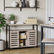 Standing Cabinet – Wood – Greige and Black – Multi-functional Storage with Louvred Doors