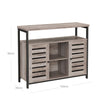 Standing Cabinet – Wood – Greige and Black – Multi-functional Storage with Louvred Doors